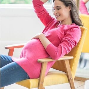 Seraphine Cerise Pink Cotton Lift Up Maternity & Nursing Sweater Size Small